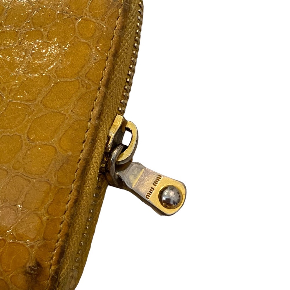 Miu Miu yellow leather croc embossed zippy zip around Long wallet - Picture 9 of 16